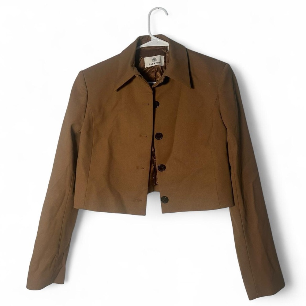 Babaton Tan Cropped Blazer